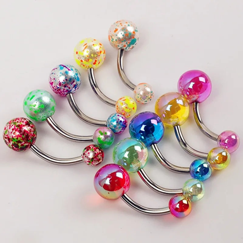 5PCS Pearl Belly Button Piercing Set Acrylic Painted Belly Piercing Barbell Bulk For Women Belly Ring Lot Piercing Ombligo Pack