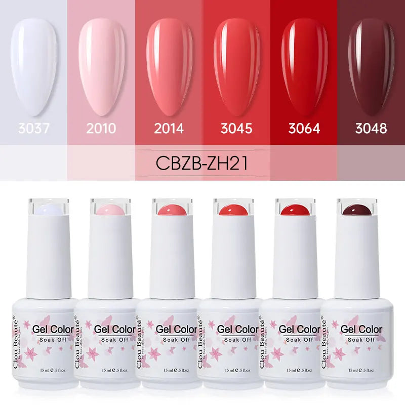 Clou Beaute 6/8pcs 15ml UV Nail Gel Colors Polish Set Summer Pretty Sugar Pink Red Neon Professional Nail Art Manicure Kit Gift