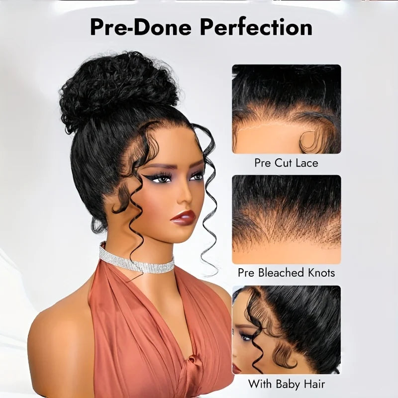 Lafino 250 Density HD Invisi Strap 360 Full Lace Frontal Kinky Curly Wig 40 inch Human Hair Drawstring Snug Water Wig Glueless