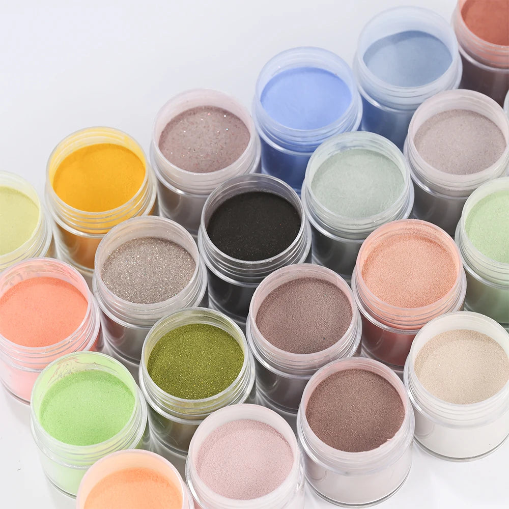 24Pcs/Set Nail Acrylic Powder Multi-Colors Professional Nails Crystal Pigment Dust for Nail Art Extension Carving Dipping Powder