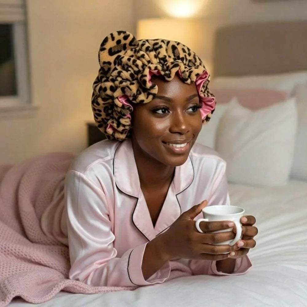 Creative Soft Hair Drying Cap Microfiber Quick-Drying Dry Hair Towel Absorbent Leopard Print Hair Towels Face Wash