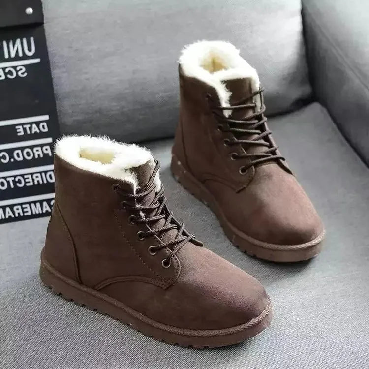 Thickened Cotton Shoes with Fleece Casual Short Tube Winter Boots for Women Comfortable Warm Large Size Rubber Snow Boots