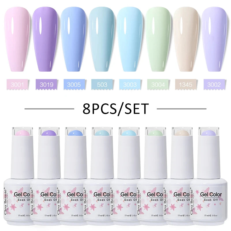 Clou Beaute 6/8pcs 15ml UV Nail Gel Colors Polish Set Summer Pretty Sugar Pink Red Neon Professional Nail Art Manicure Kit Gift