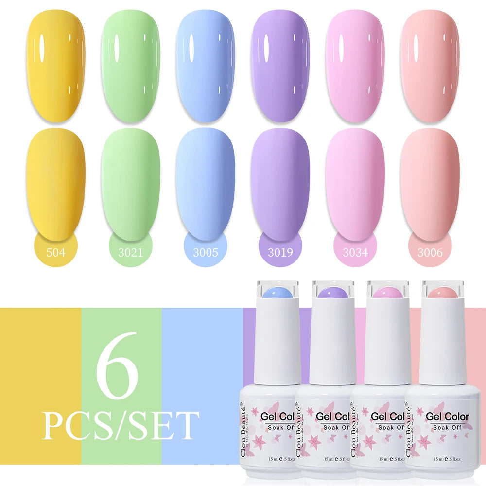 Clou Beaute 6/8pcs 15ml UV Nail Gel Colors Polish Set Summer Pretty Sugar Pink Red Neon Professional Nail Art Manicure Kit Gift
