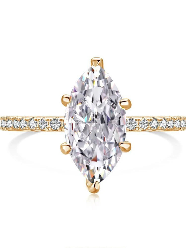925 Sterling Silver Simple Classic 2 Carat Marquise Zircon Ring For Women Engagement Wedding Luxury High Quality Fine Jewelry