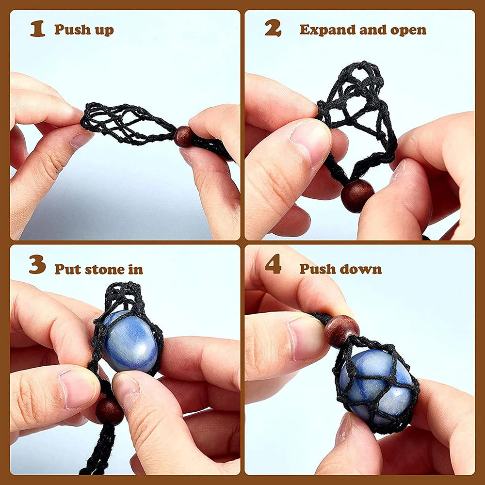 Lucky Stone Storage Rope Bag DIY Necklace Cord Empty Meditation Stone Holder Net Rope Ornament Cord Jewelry Making Accessories