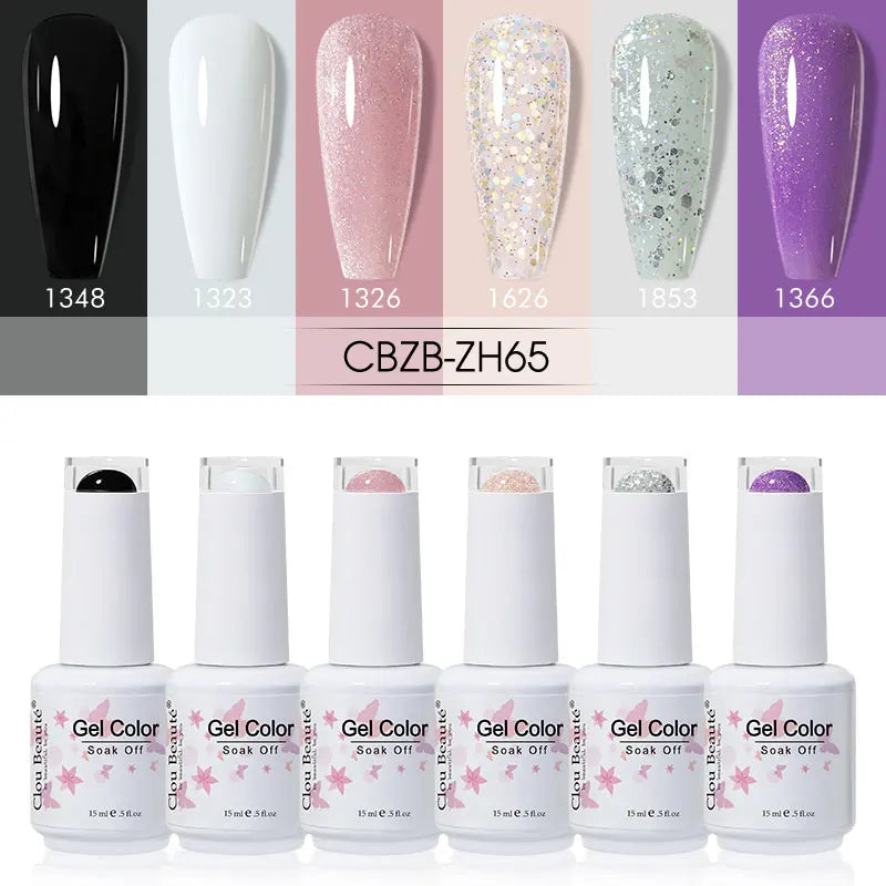 Clou Beaute 6/8pcs 15ml UV Nail Gel Colors Polish Set Summer Pretty Sugar Pink Red Neon Professional Nail Art Manicure Kit Gift
