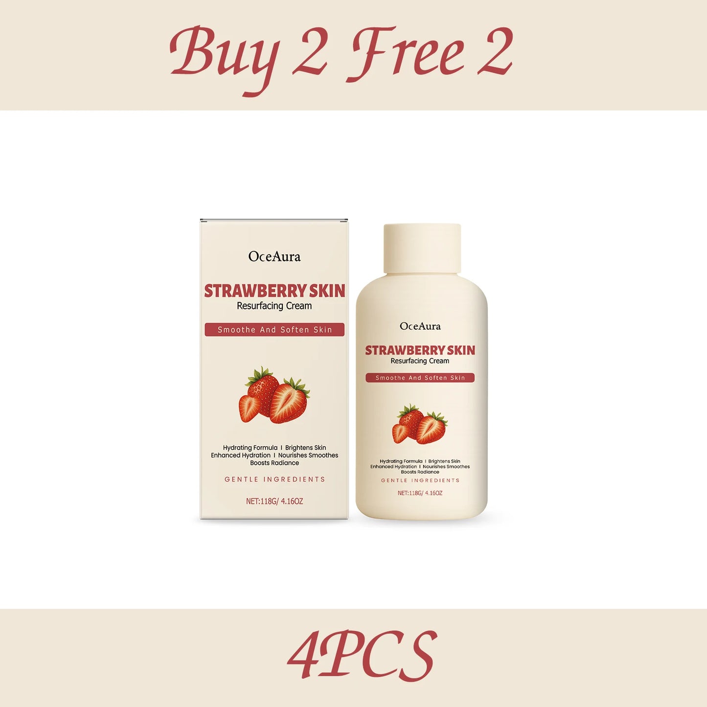 OceAura 118g Strawberry Body Cream Moisturizes Dry Skin Softeners Rough Hydrating Skin Body Moisturizer