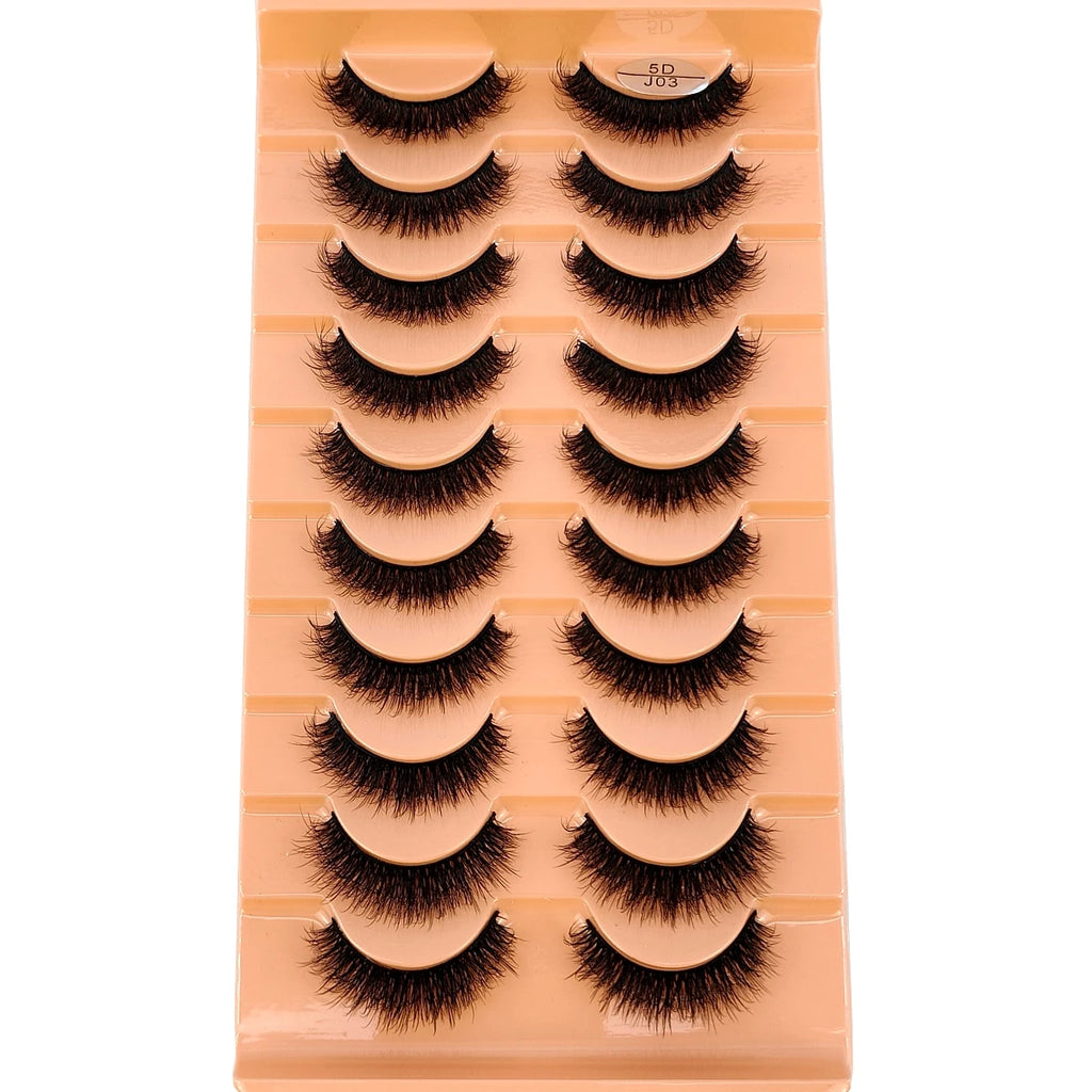 HBZGTLAD 10 Pairs Faux Mink Eyelashes Handmade False Eyelashes Natural Nude Makeup Simulation Cross Messy Eye 3D Curly Eyelashes
