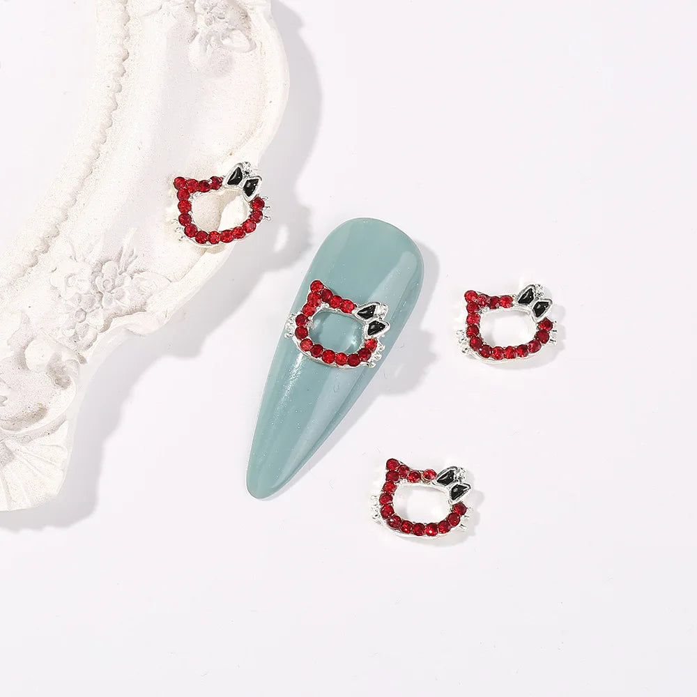 60/30/10PCS Hello Kitty Nail Charms Sanrio 3D Alloy Full Diamond Jewelry Nail Art Rhinestone Crystal Gems Manicure Cartoon Y2K
