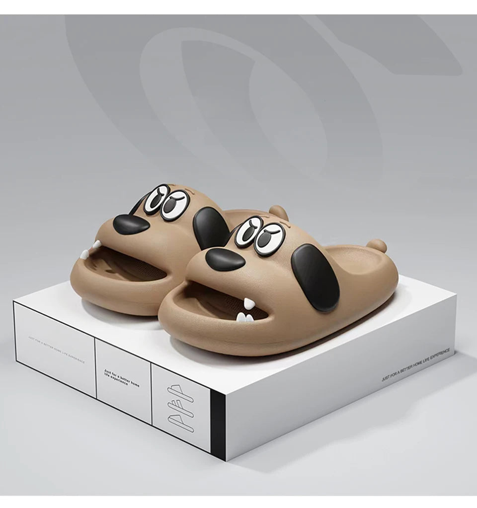 Feslishoet Catroon Dog Thick Slippers Soled Non Slip Slides Bathroom Summer Comfy Shoes Indoor and Outdoor