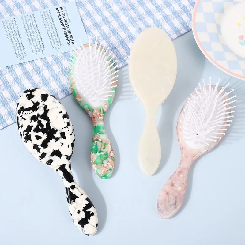 1PC Portable Mini Acetate Board Handheld Hair Comb French Vintage Cute Airbag Massage Comb for Home Use Professional Salon Brush