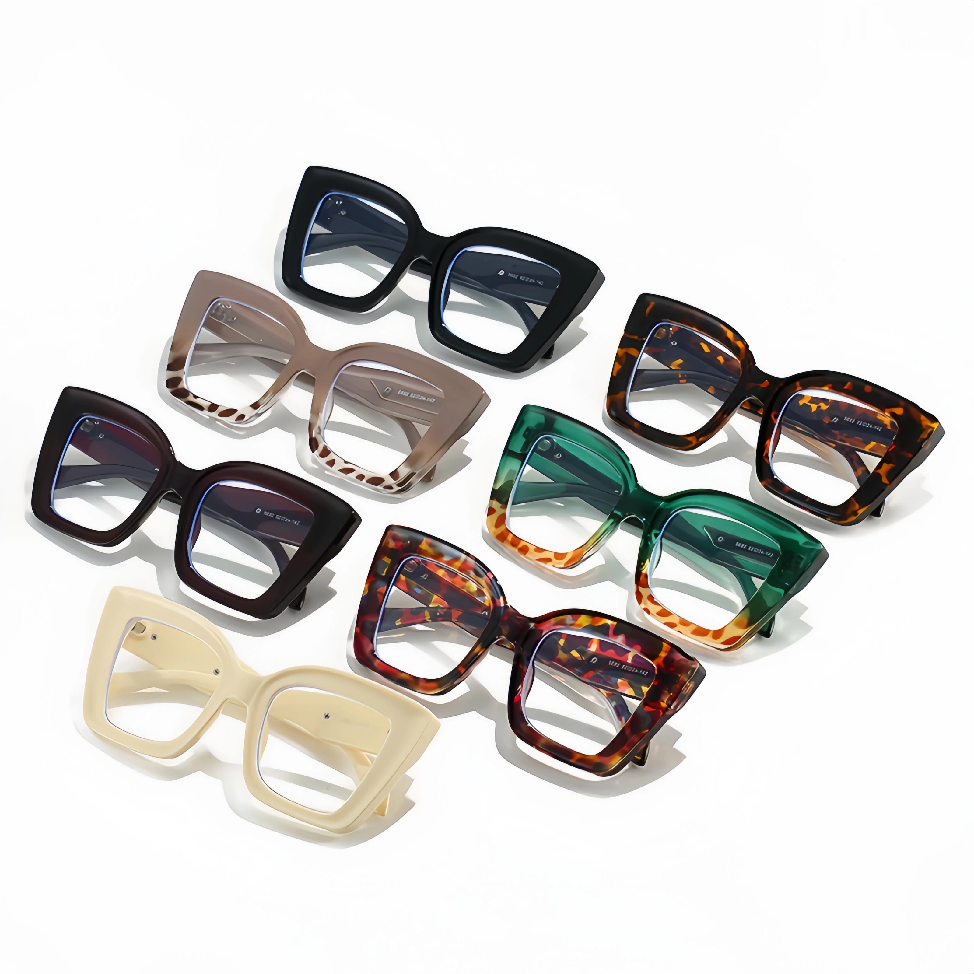 Fashionable and Simple Large-Frame, Thick-Legged Glasses with Personalized Decoration for Women and Anti-Blue Light Glasses