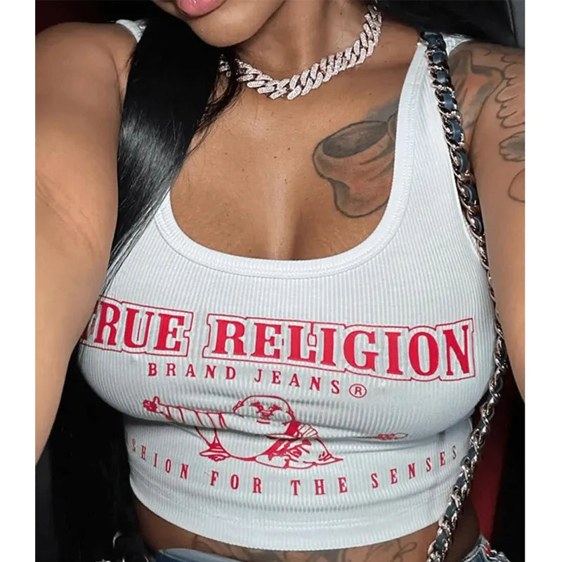 Women's Y2K Cropped Tank Top Sexy Graphic T-Shirt Fashion Printed Sweatshirt Streetwear Summer 2025 Trendy Tees