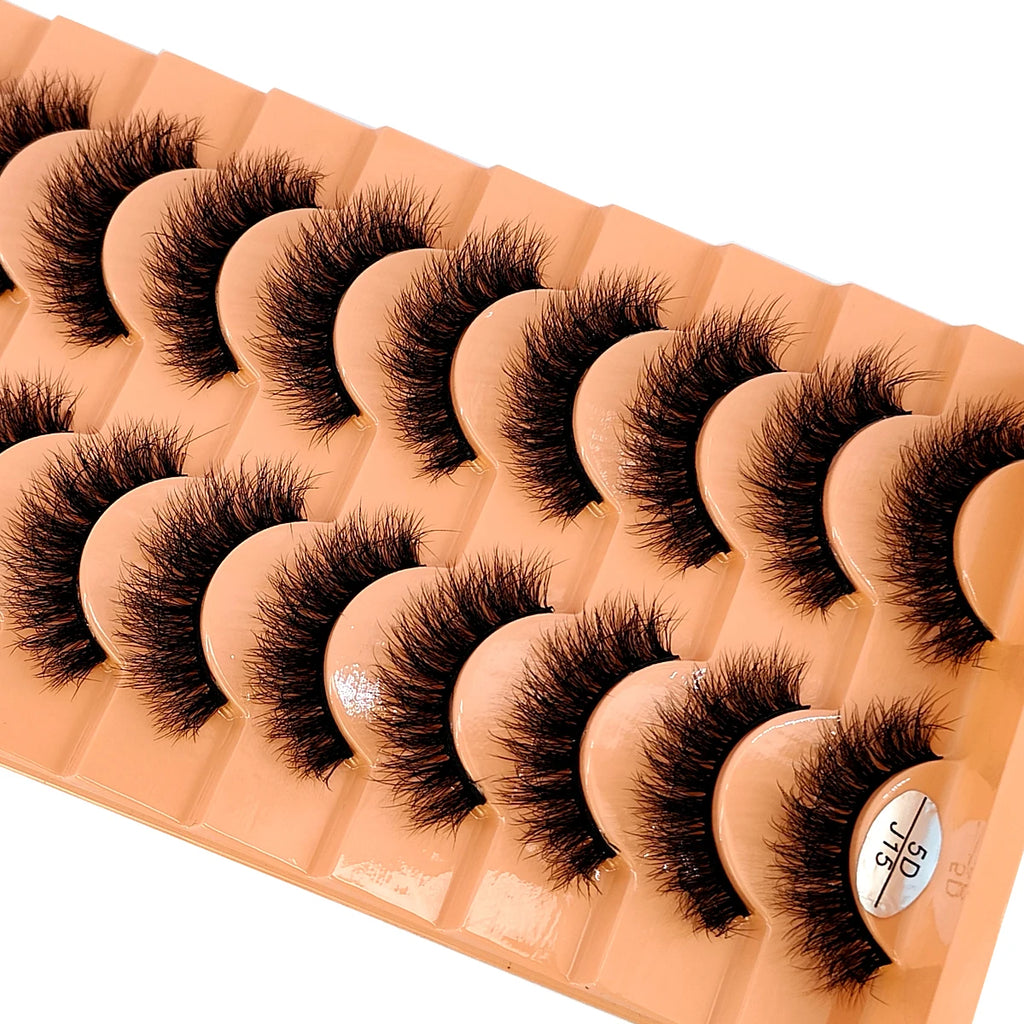 HBZGTLAD 10 Pairs Faux Mink Eyelashes Handmade False Eyelashes Natural Nude Makeup Simulation Cross Messy Eye 3D Curly Eyelashes