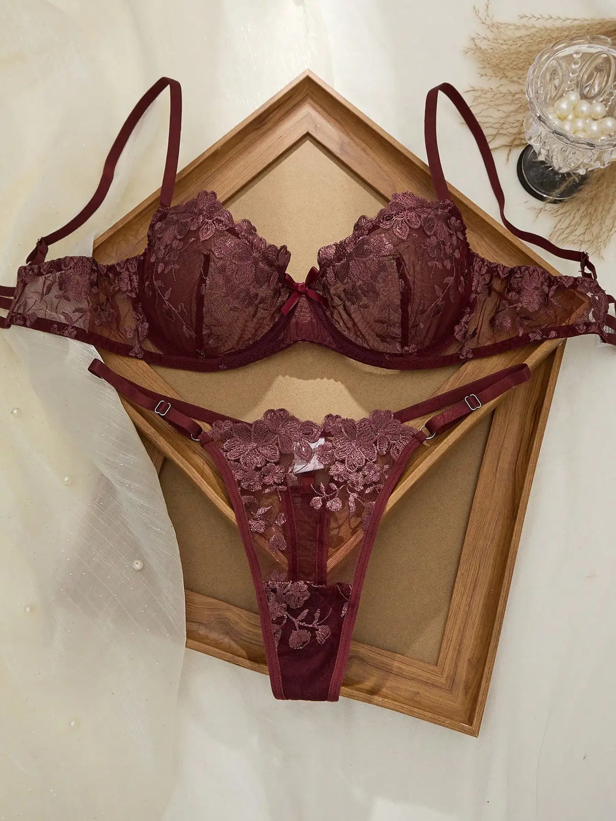 Mesh Floral Lace Lingerie Set