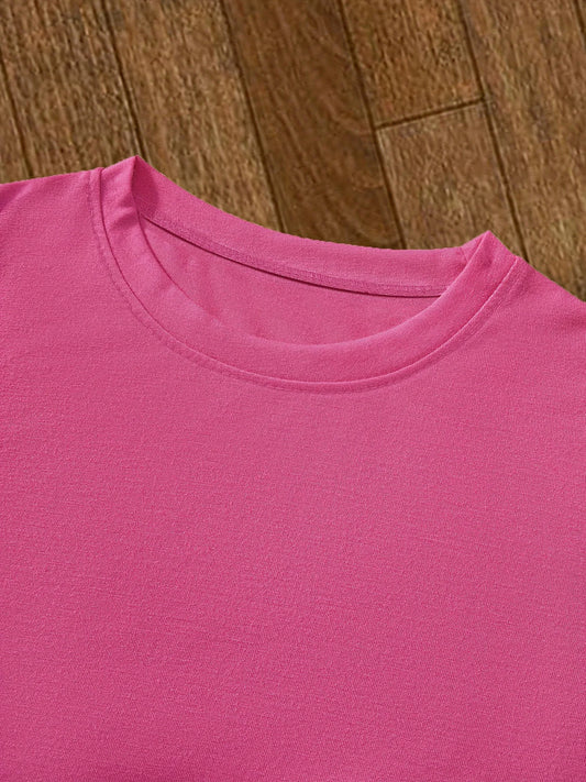 Two-Piece Set for Girls Aged 4 to 12, Includes a Short-Sleeved T-Shirt and Fitted Flared Pants—Style 67, Features Standard Casual and Comfortable Crew Neck Pants, Suitable for Outdoor Wear