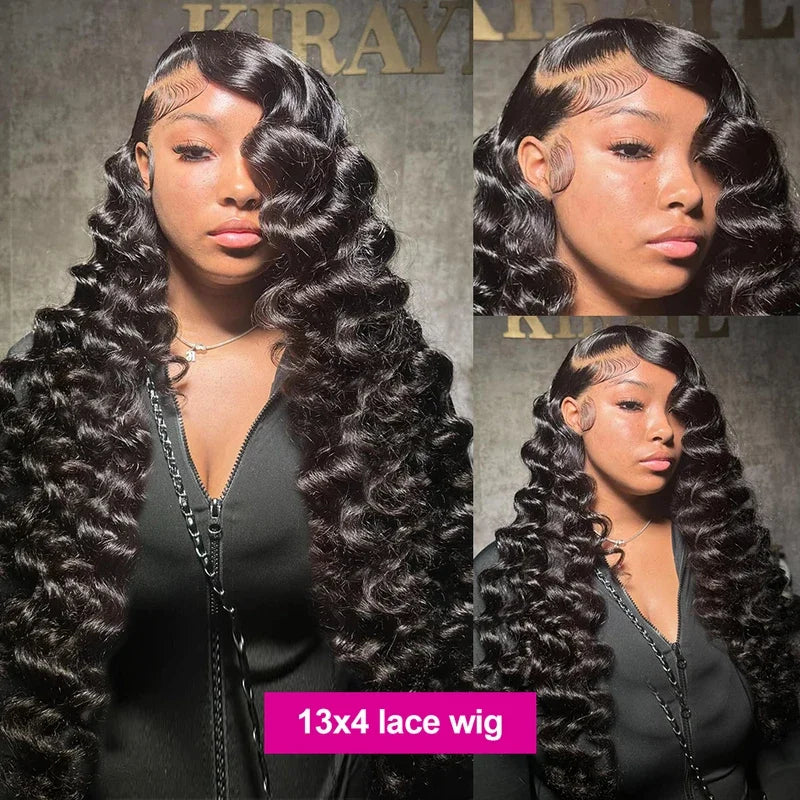 40 42 Inch Loose Wave 13x6 HD Lace Frontal Wig Human Hair Brazilian Loose Deep Waves Curly Wigs Lace Front Wigs For Women