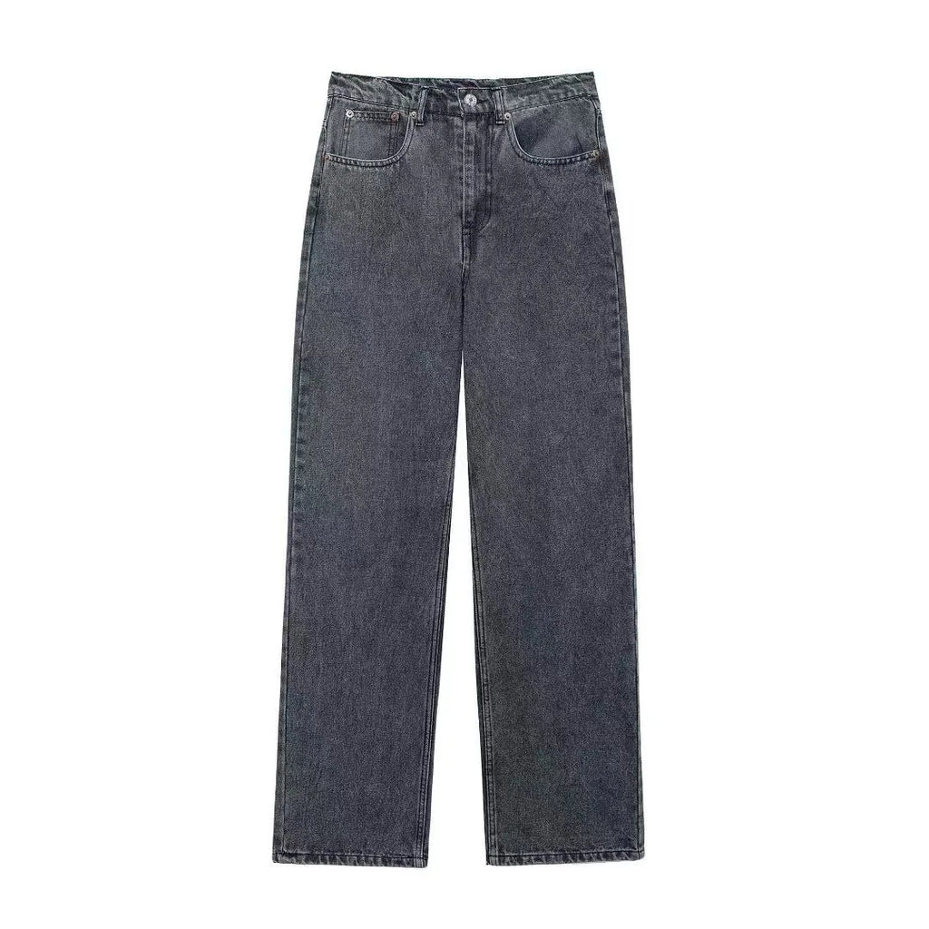Jeans Women Denim Pant Straight Trousers Wide Leg Long Pants High Waist Y2k Streetwear Casual Mom Jeans Splice Elegant Work