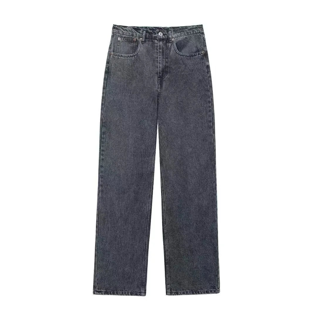 Jeans Women Denim Pant Straight Trousers Wide Leg Long Pants High Waist Y2k Streetwear Casual Mom Jeans Splice Elegant Work