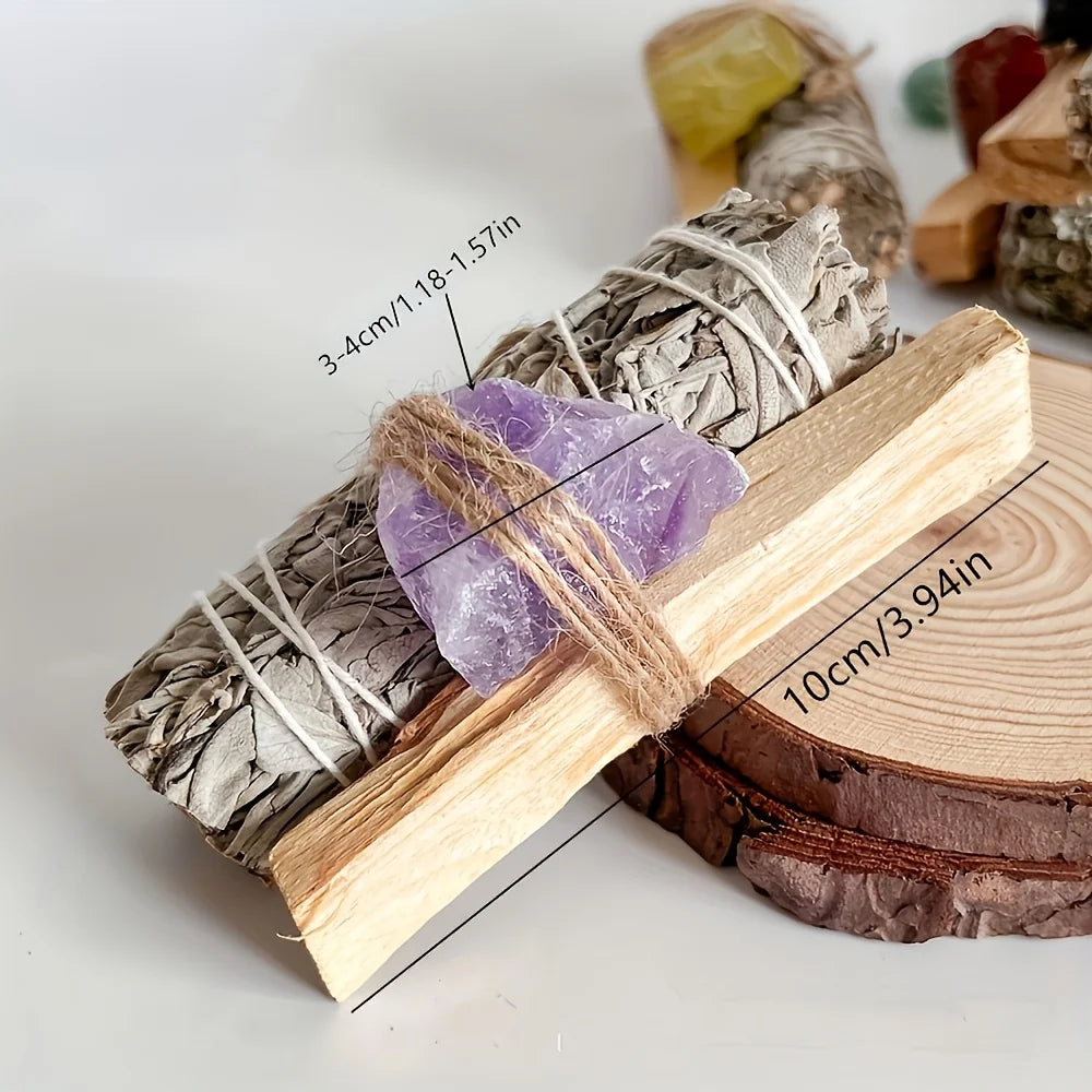 A Set Consisting of 1pc of Stone, White Sage,And Peruvian Golden Wood,Ideal for House Cleaning.It Makes a Great Gift for Parents