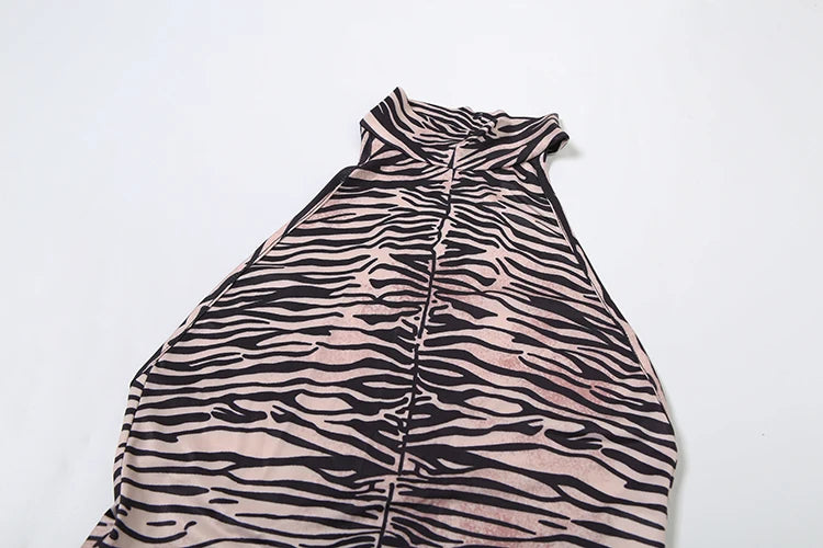 Sisterlinda Stunning Stripe Print Maxi Dress Summer Hipster Halter Backless Straight Skinny Long Robe Female Vintage Sexy Frock