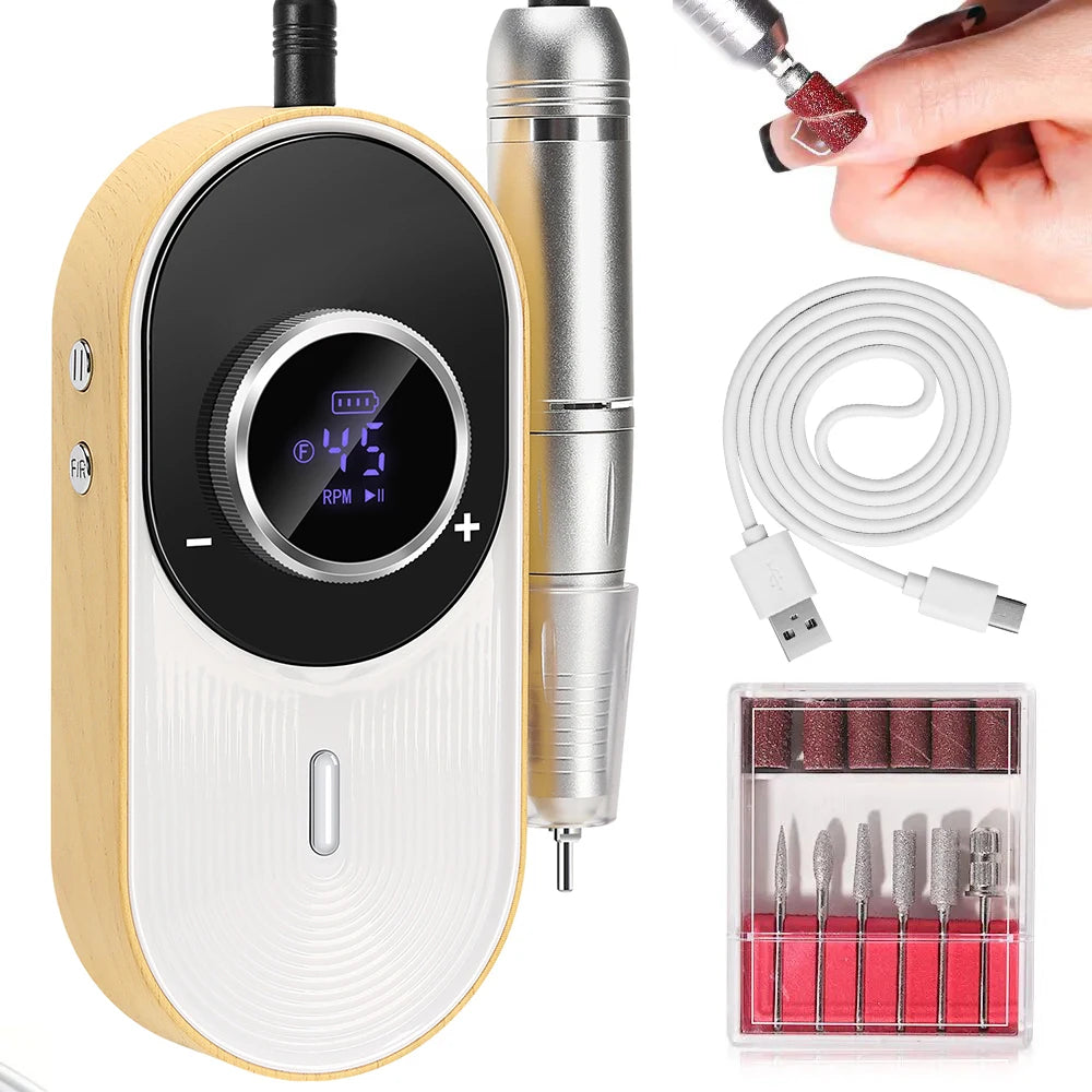 DianaBeauty 45000RPM Electric Nail Drill Machine Rechargeable Nail Polisher with Rhinestone Portable Nail File for Manicure