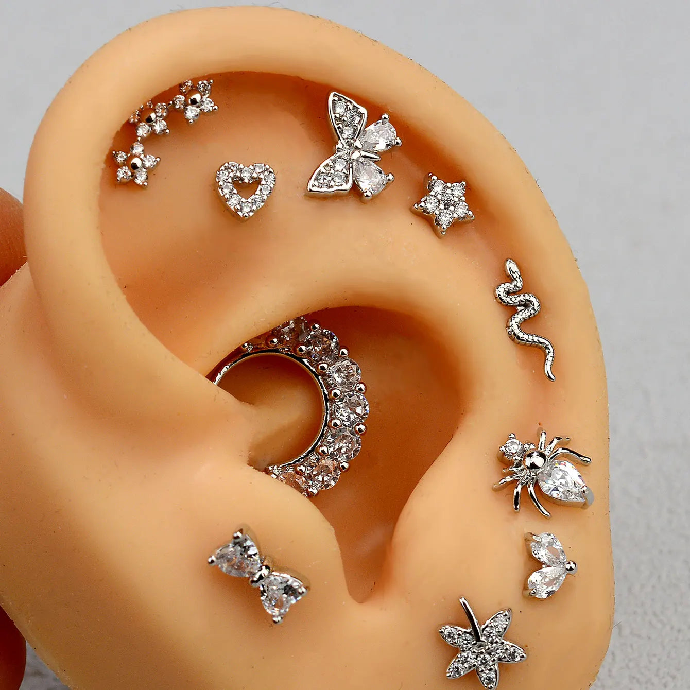 1PC Stainless Steel CZ Nose Ring L Shape Nose Studs Spider Snake Bow Flower Leaf Nostril Nose Piercing Body Jewelry  For Women