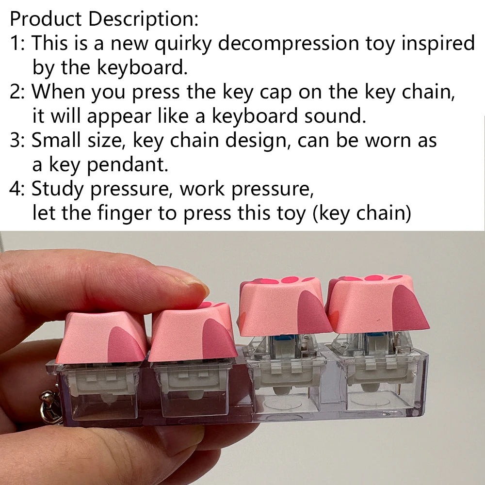Cat Claw Keychain Key Ring Pendant Mobile Phone Backpack Pendant Desktop Accessories Fingertip Office Decompression Press Tools