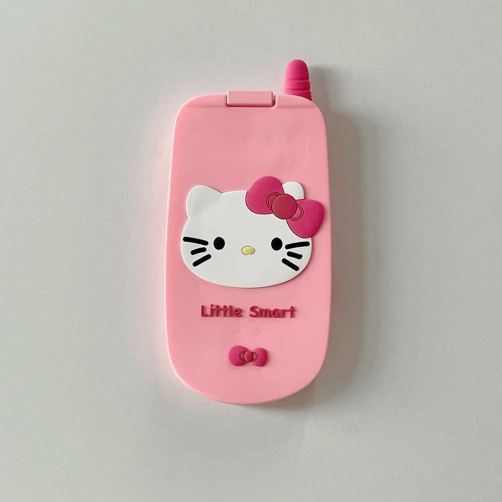 3D Cute Sanrio Hello Kitty Hide Makeup Mirror Flip Cover Phone Case For iPhone 17 16 15 14 13  Pro Max Soft Silicone Cover