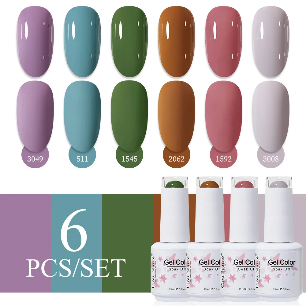 Clou Beaute 6/8pcs 15ml UV Nail Gel Colors Polish Set Summer Pretty Sugar Pink Red Neon Professional Nail Art Manicure Kit Gift