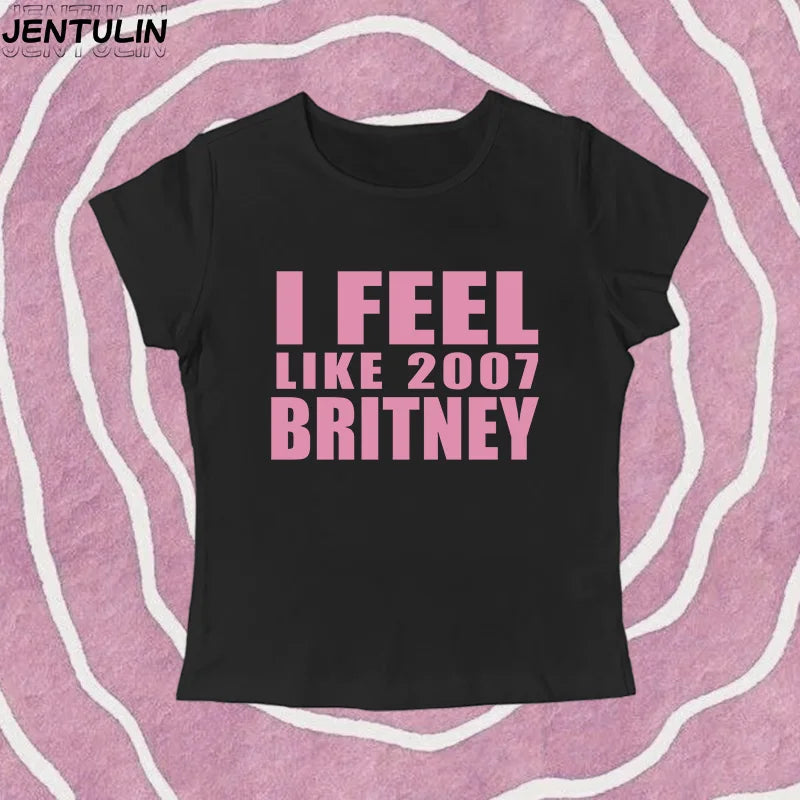 Y2K 2000s Vinage Crop Top Letter Print Casual Short Sleeve T-shirt Fashion Spicy Girl Sexy Baby Tee 2025 Summer Woman Clothing
