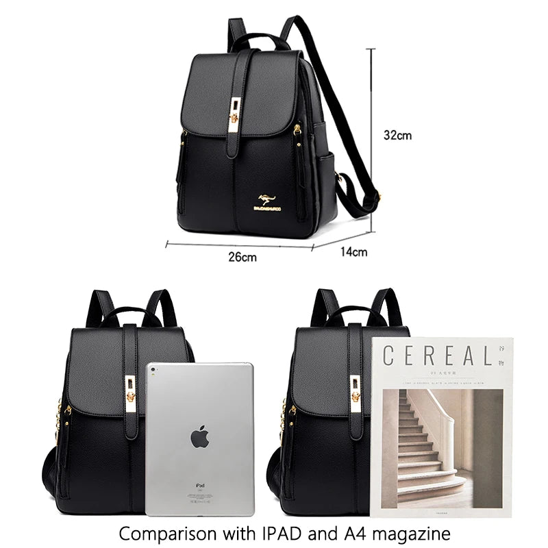 Vintage Leather Luxury Backpack for Women