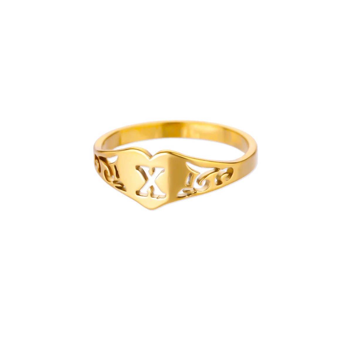 Initial A-Z Letter Rings For Women Gold Color Stainless Steel Heart Alphabet Name Finger Ring Punk Birthday Jewelry Gift Femme
