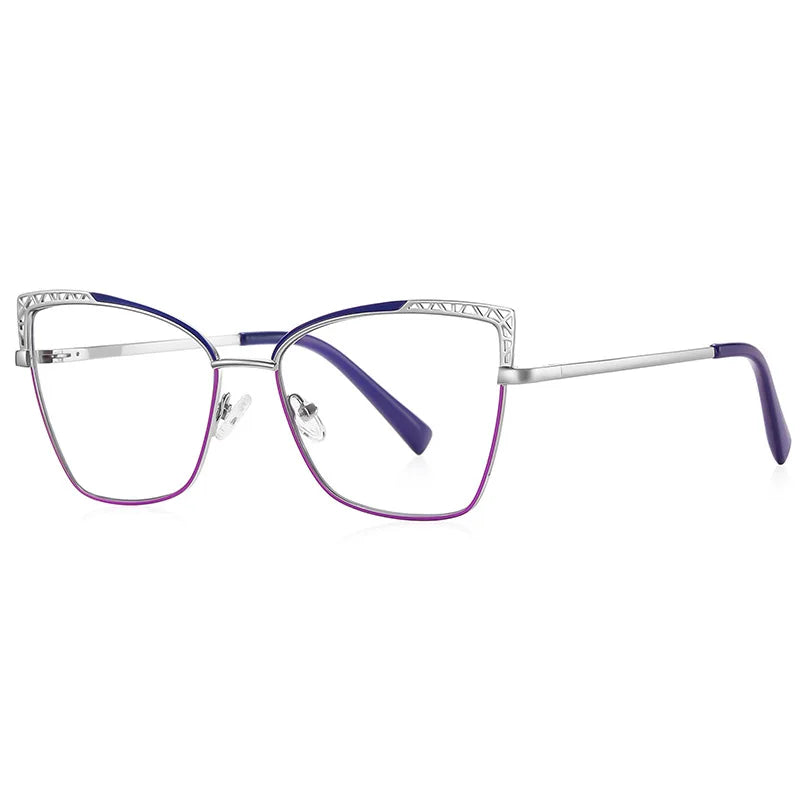 Trendy And Individual Cat-eye Glasses Frames, Fashionable Metal Anti-blue Light Glasses 99007