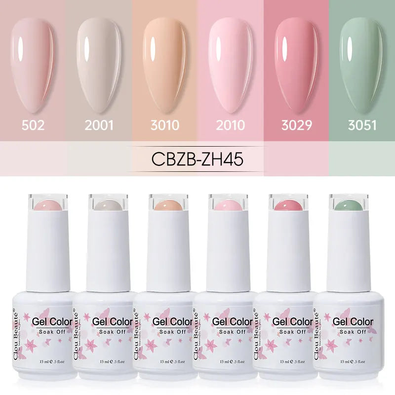 Clou Beaute 6/8pcs 15ml UV Nail Gel Colors Polish Set Summer Pretty Sugar Pink Red Neon Professional Nail Art Manicure Kit Gift
