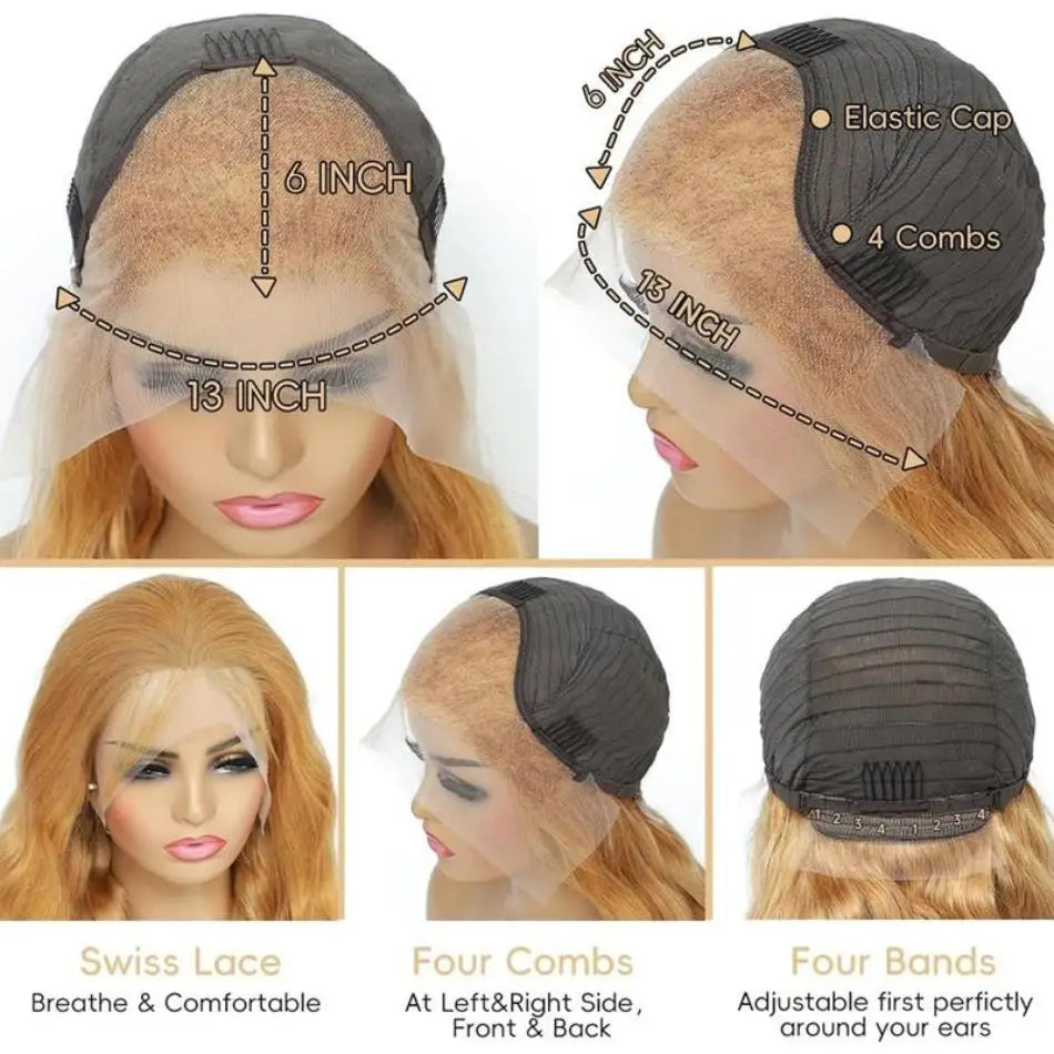 27 Honey Blonde Straight Human Hair Wigs Colored 13X6 Hd Lace Frontal Wig Brazilian Wigs Original 30 Inch Preplucked Prebleached