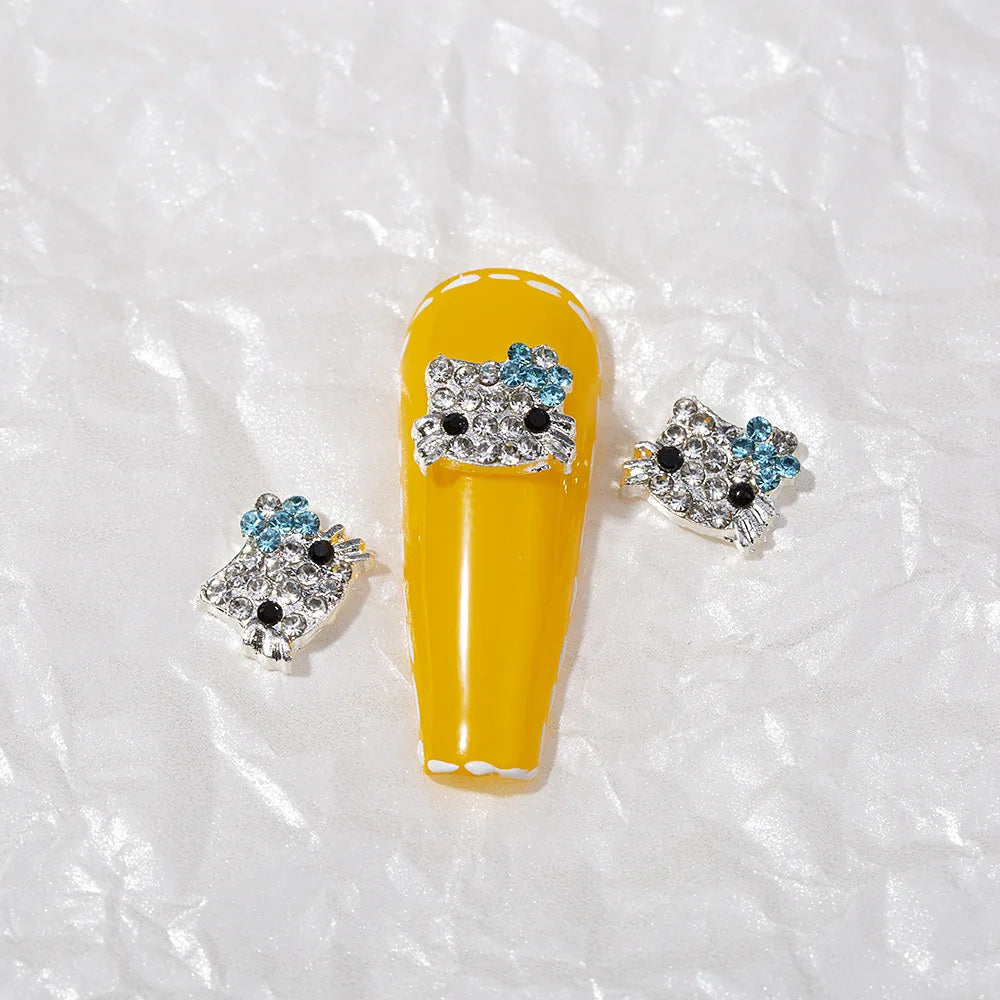60/30/10PCS Hello Kitty Nail Charms Sanrio 3D Alloy Full Diamond Jewelry Nail Art Rhinestone Crystal Gems Manicure Cartoon Y2K