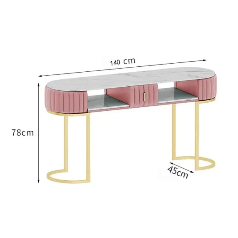 Premium Marble Nail Art Beauty Table and Chair Set Nordic