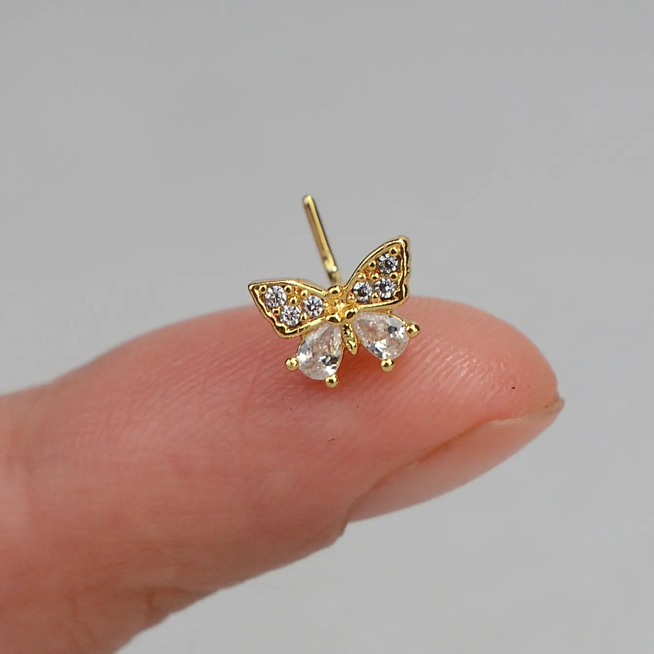 1PC Stainless Steel CZ Nose Ring L Shape Nose Studs Spider Snake Bow Flower Leaf Nostril Nose Piercing Body Jewelry  For Women