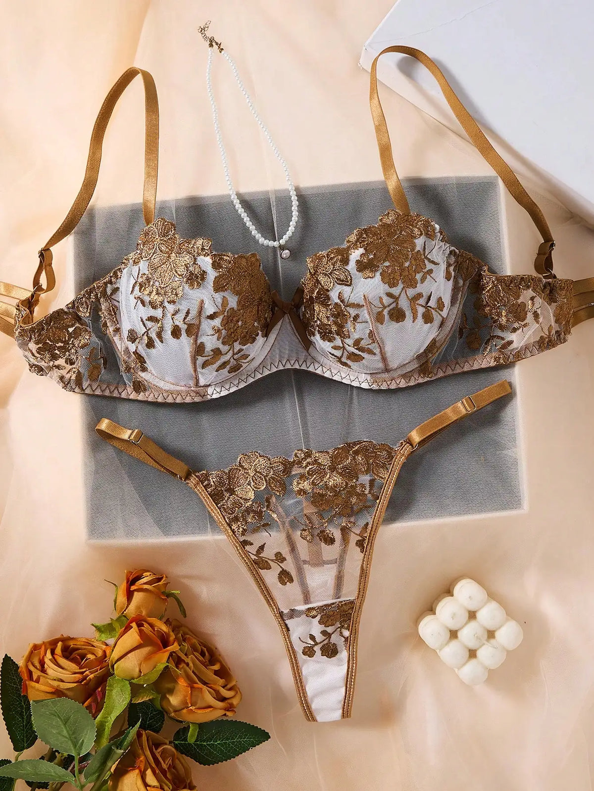 Mesh Floral Lace Lingerie Set
