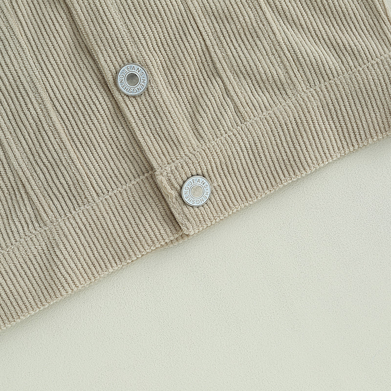 2023-06-22 Lioraitiin 0-4Years Toddler Boy Girl Fall Corduroy Jacket Casual Long Sleeve Button Down Lapel Coat Hoodie Outwear