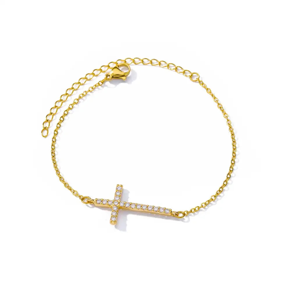 Stainless Steel Ankh Cross Bracelet For Women Men Gold Color Cross Cuff Bangles Vintage Egyptian Religion Jewelry Gifts