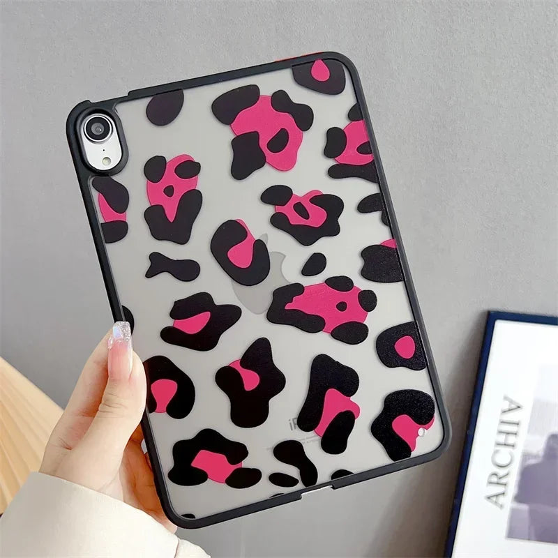 Fashionable Leopard Matte Clear Case for IPad Air 6 2024 10 9 8 7 6 5 th Pro 11 2 3 4 Generation Mini 4 5 6 Pro 11 13 Hard Cover
