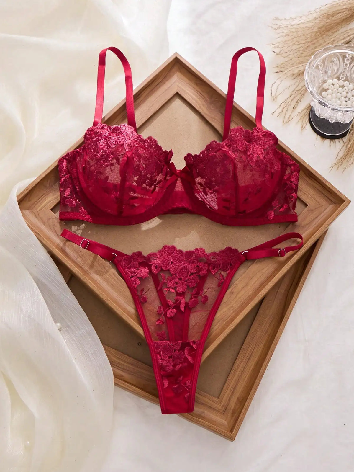 Mesh Floral Lace Lingerie Set