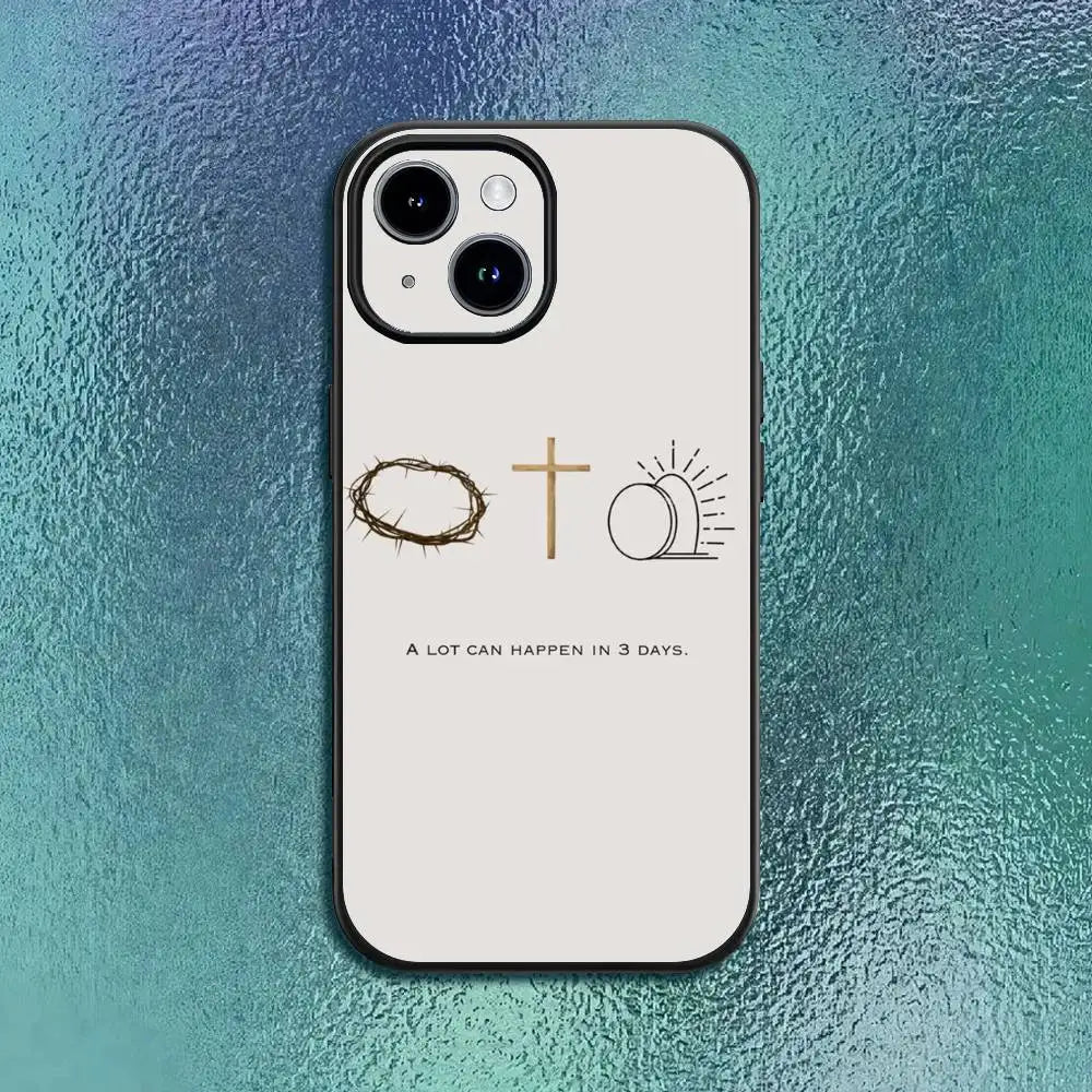 Bible Verse Jesus Christ Christian Phone Case For 11 12 13 14 15 16Pro Max Mini Plus Classic Black Soft Shell