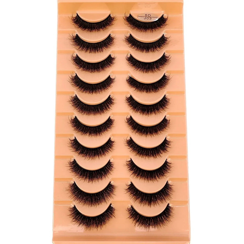 HBZGTLAD 10 Pairs Faux Mink Eyelashes Handmade False Eyelashes Natural Nude Makeup Simulation Cross Messy Eye 3D Curly Eyelashes