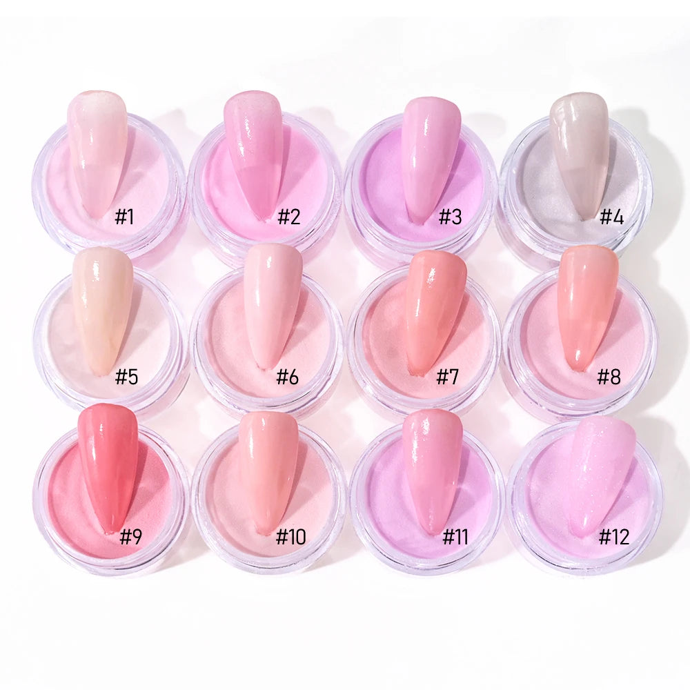 12Color Nude Pink 3In1 Professional Acrylic Powder Set 12Jar Dip & Acrylic Nail Extensions Structure Dust  Acrylic Powders 10g