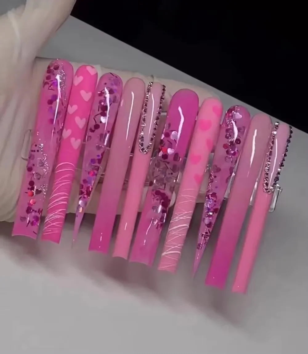 Xxxl Extra Long Quadrate Nail Art Butterfly Angel Diamond Coffin Stiletto False Nails Customizable Nail Party Stickers