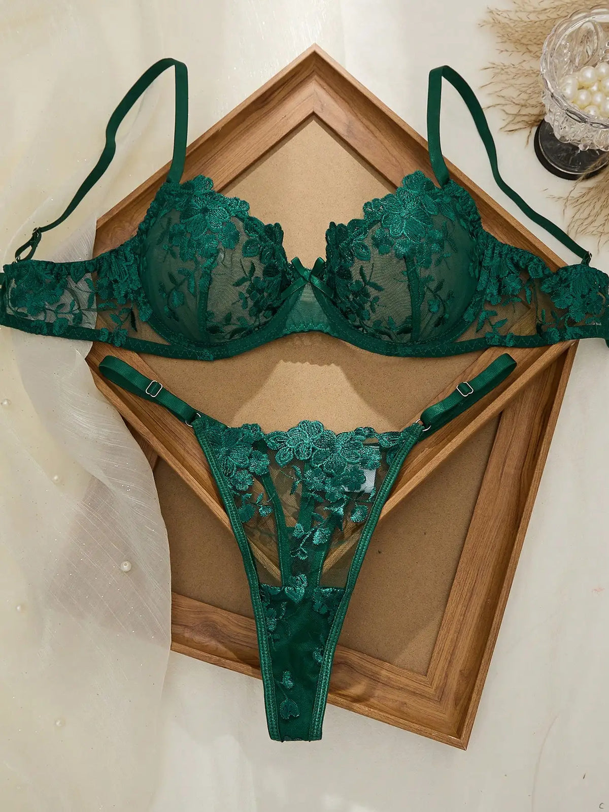 Mesh Floral Lace Lingerie Set